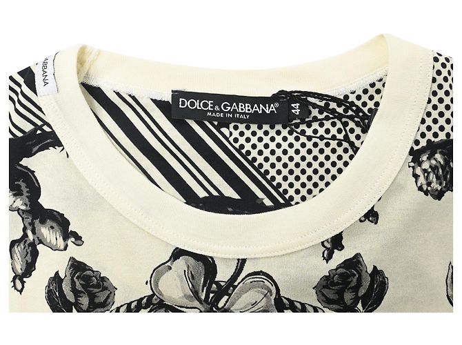 Camiseta de algodón blanco con estampado de rosa Monochrome Pique de Dolce & Gabbana - vista 5