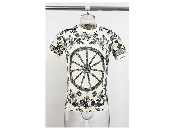 Camiseta de algodón blanco con estampado de rosa Monochrome Pique de Dolce & Gabbana - vista 6
