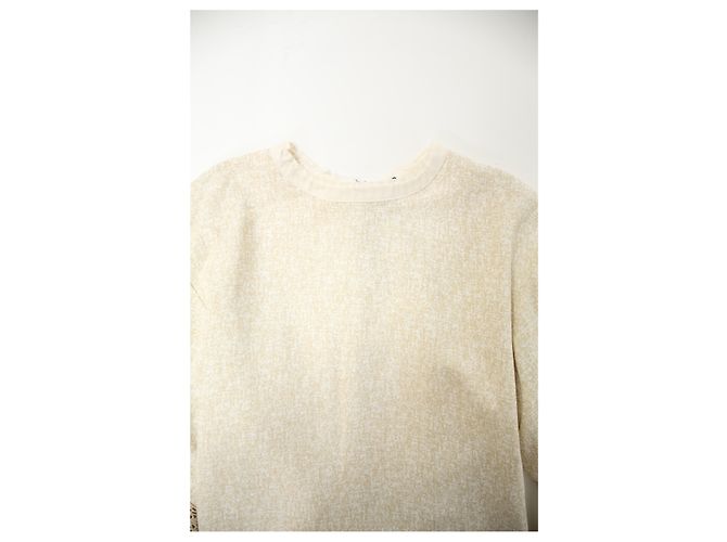 Vestido en capas de viscosa crema con mangas de ganchillo bohemio Chloé Sandy Speckle Blanco Crudo - vista 10