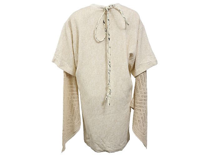 Vestido en capas de viscosa crema con mangas de ganchillo bohemio Chloé Sandy Speckle Blanco Crudo - vista 3