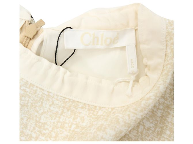 Vestido en capas de viscosa crema con mangas de ganchillo bohemio Chloé Sandy Speckle Blanco Crudo - vista 4