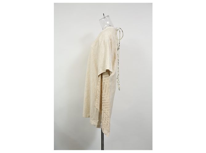Vestido en capas de viscosa crema con mangas de ganchillo bohemio Chloé Sandy Speckle Blanco Crudo - vista 7