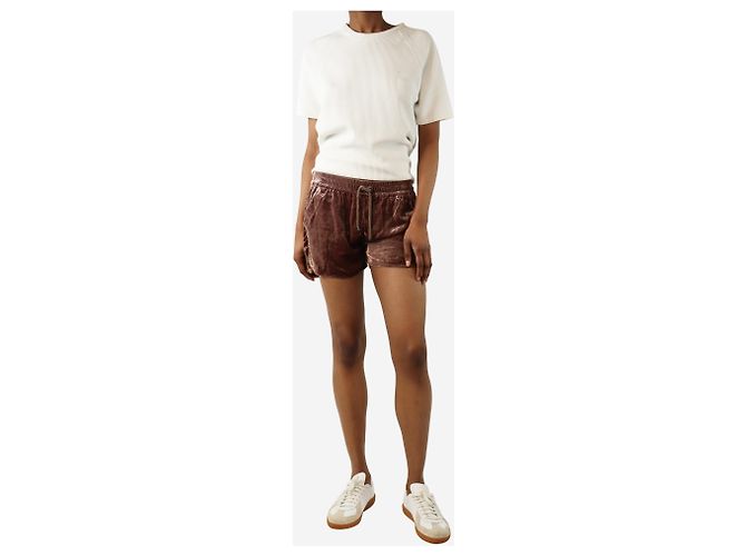 Brunello Cucinelli Rosa Samt Mini-Shorts - Größe XS Pink - Ansicht 2