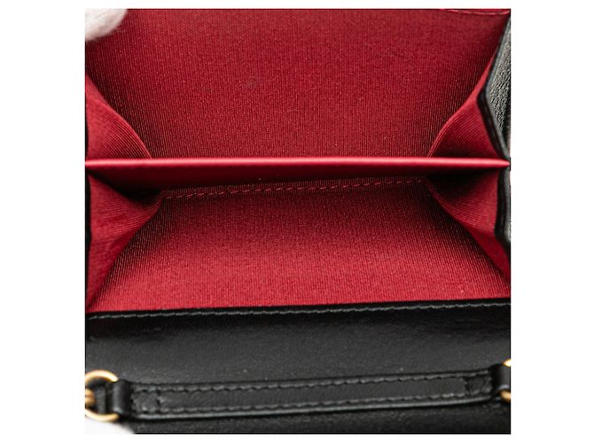 Chanel 19 Kartenhalter aus schwarzem, gestepptem Lammleder mit Kette - Ansicht 4