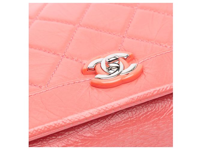 Chanel Rosa Pelle di Vitello Stropicciata Bi Trapuntata Vintage Full Flap - vista 6