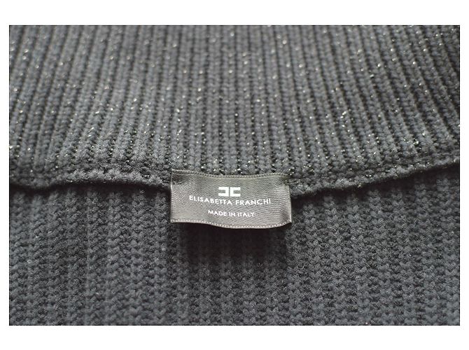 Elisabetta Franchi Strickweste in Schwarz Grau mit Reißverschluss - Ansicht 3