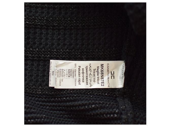 Elisabetta Franchi Strickweste in Schwarz Grau mit Reißverschluss - Ansicht 4