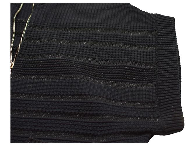 Elisabetta Franchi Strickweste in Schwarz Grau mit Reißverschluss - Ansicht 6