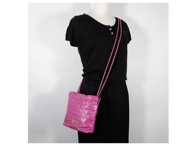 Borsa a spalla mini Chanel 22 Porpora - vista 10