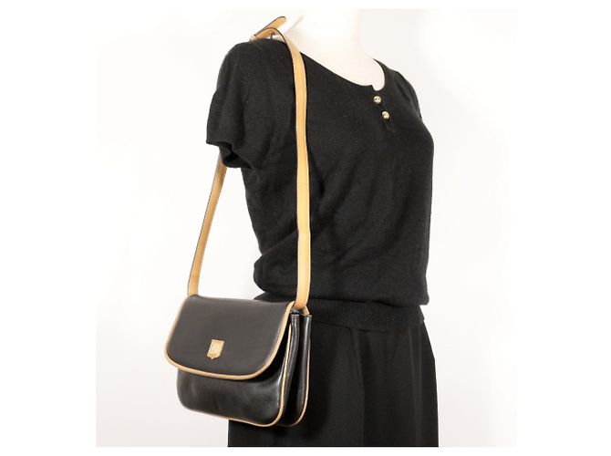Céline Borsa a Spalla Old di Celine in Pelle di Vitello Nera Nero - vista 10