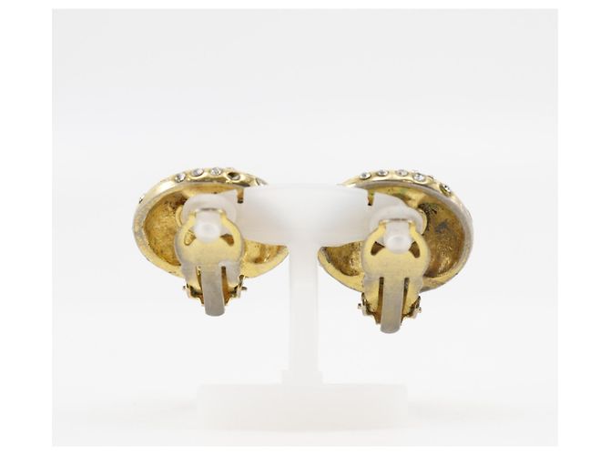 Orecchini a clip in strass placcati oro Chanel - vista 3