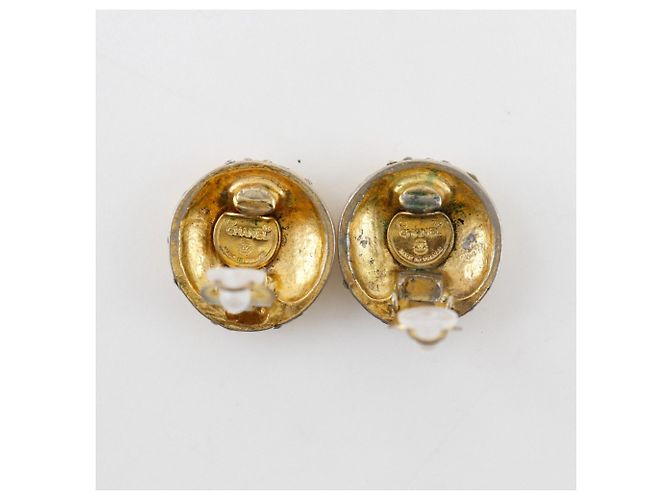 Orecchini a clip in strass placcati oro Chanel - vista 4