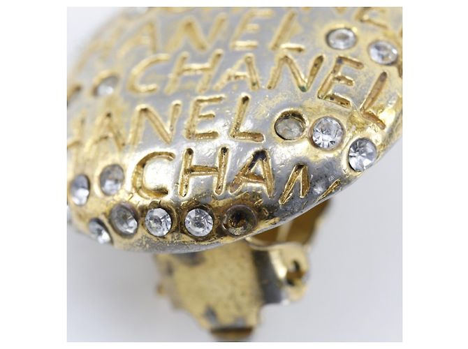 Orecchini a clip in strass placcati oro Chanel - vista 6
