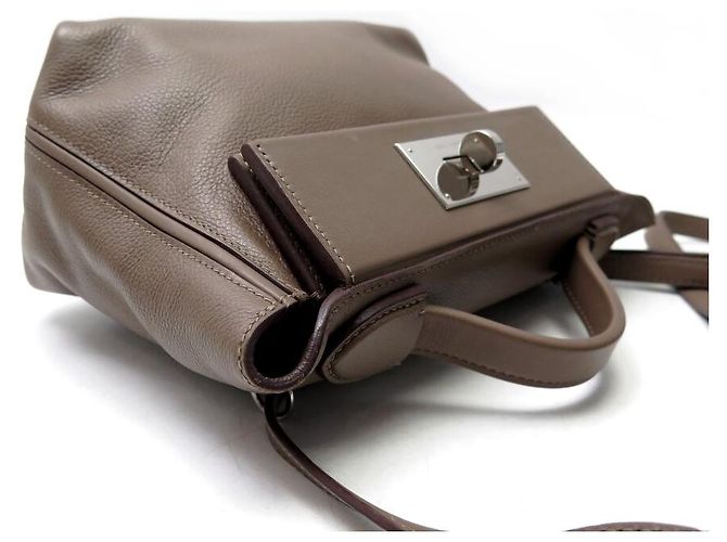 Hermès BORSA A MANO HERMES 24/24 MINI IN PELLE EVERCOLOR & SWIFT ETOUPE CON TRACOLLA 2012 Taupe - vista 4