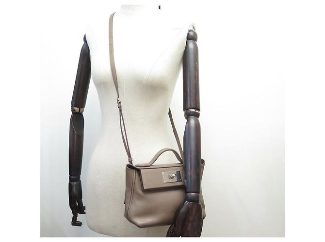 Hermès BORSA A MANO HERMES 24/24 MINI IN PELLE EVERCOLOR & SWIFT ETOUPE CON TRACOLLA 2012 Taupe - vista 7