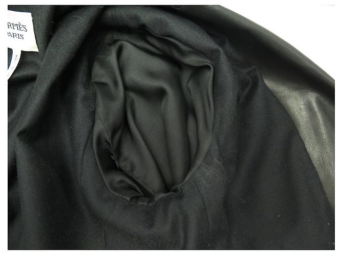 Hermès HERMES-JACKE AUS GOATLEDER 44 L 3 KNÖPFE WOLLFUTTER Schwarz - Ansicht 10