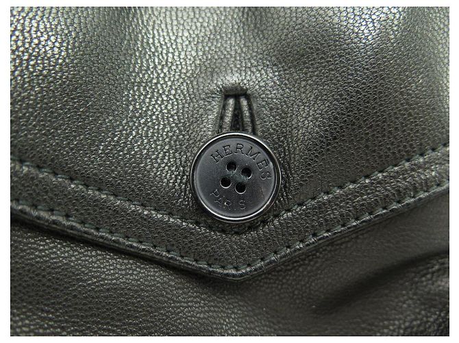 Hermès HERMES-JACKE AUS GOATLEDER 44 L 3 KNÖPFE WOLLFUTTER Schwarz - Ansicht 13