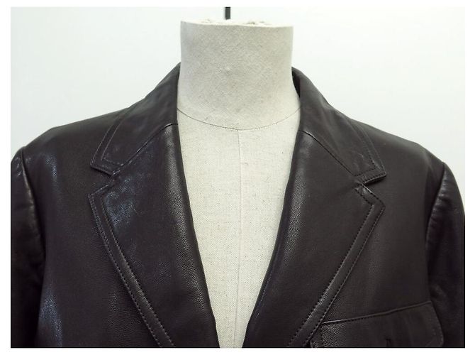 Hermès HERMES-JACKE AUS GOATLEDER 44 L 3 KNÖPFE WOLLFUTTER Schwarz - Ansicht 2