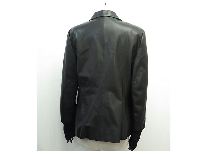 Hermès HERMES-JACKE AUS GOATLEDER 44 L 3 KNÖPFE WOLLFUTTER Schwarz - Ansicht 3