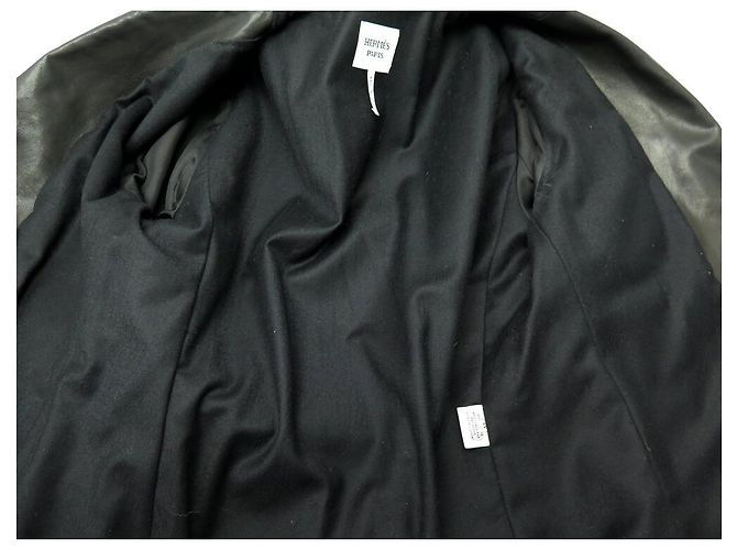 Hermès HERMES-JACKE AUS GOATLEDER 44 L 3 KNÖPFE WOLLFUTTER Schwarz - Ansicht 4