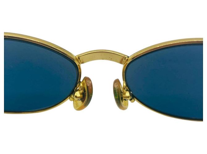 Fendi schwarze goldene Sonnenbrille mit blau getöntem Logo FS 293 - Ansicht 6