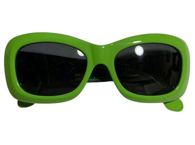 Gafas de sol de cuero de cocodrilo verde Gianni Versace Mod 417 Col 899 - vista 2
