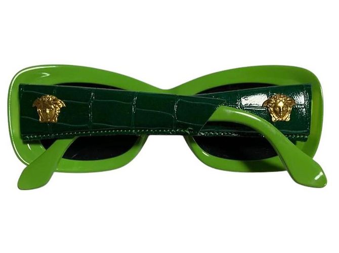Gafas de sol de cuero de cocodrilo verde Gianni Versace Mod 417 Col 899 - vista 3