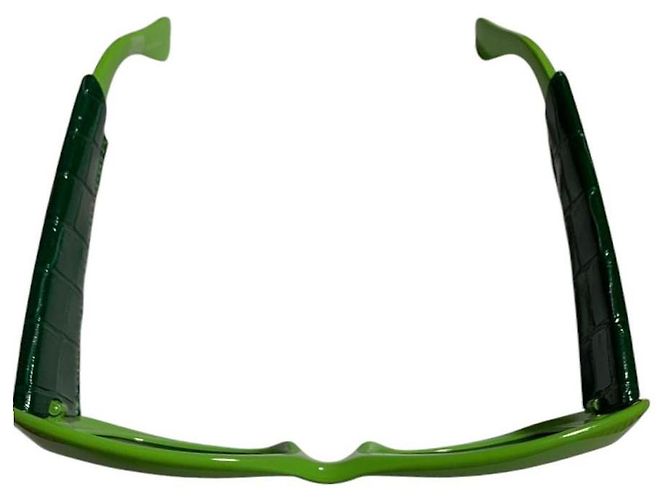 Gafas de sol de cuero de cocodrilo verde Gianni Versace Mod 417 Col 899 - vista 8