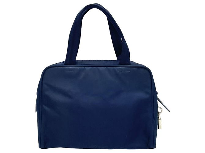 Borsa a mano Boston in blu navy scuro con logo Prada - vista 2