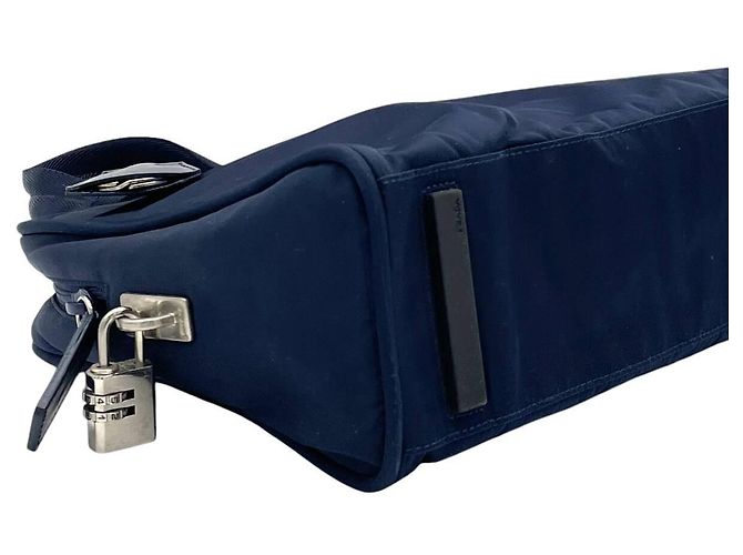 Borsa a mano Boston in blu navy scuro con logo Prada - vista 3