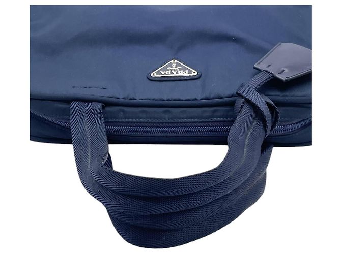 Borsa a mano Boston in blu navy scuro con logo Prada - vista 5