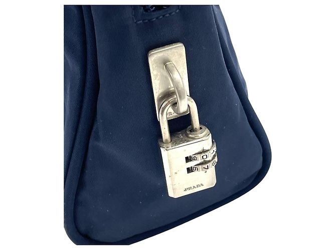 Borsa a mano Boston in blu navy scuro con logo Prada - vista 6