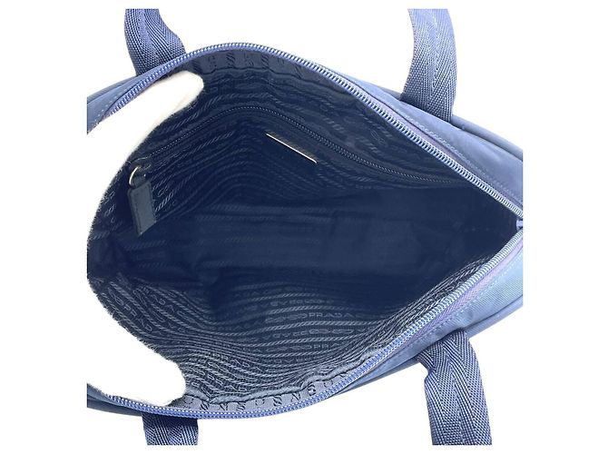 Borsa a mano Boston in blu navy scuro con logo Prada - vista 7
