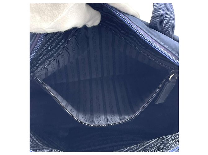 Borsa a mano Boston in blu navy scuro con logo Prada - vista 8