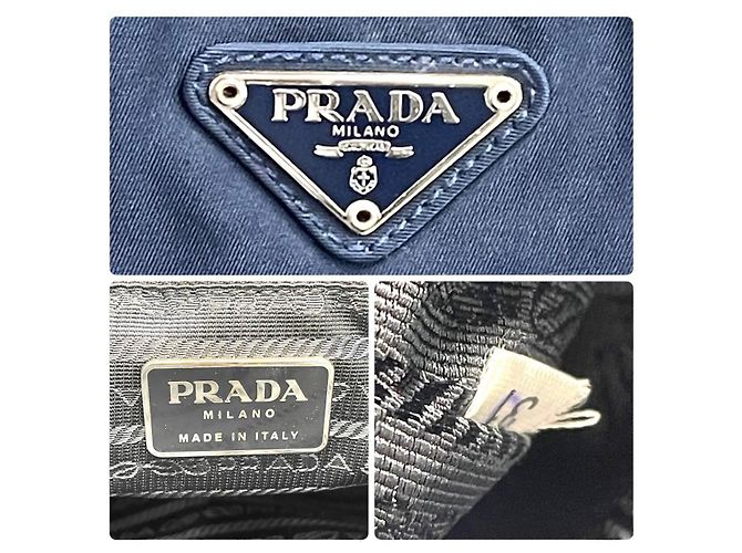 Borsa a mano Boston in blu navy scuro con logo Prada - vista 9