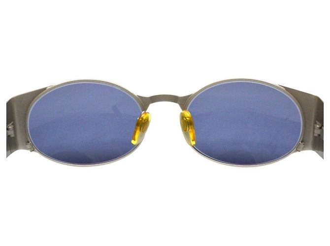Chanel silberblaue getönte ovale Sonnenbrille - Ansicht 4