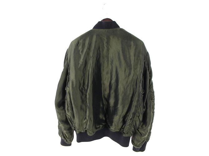 Haider Ackermann Olive Satin Ma-1 Draped Bomber Jacket Olive green - view 2