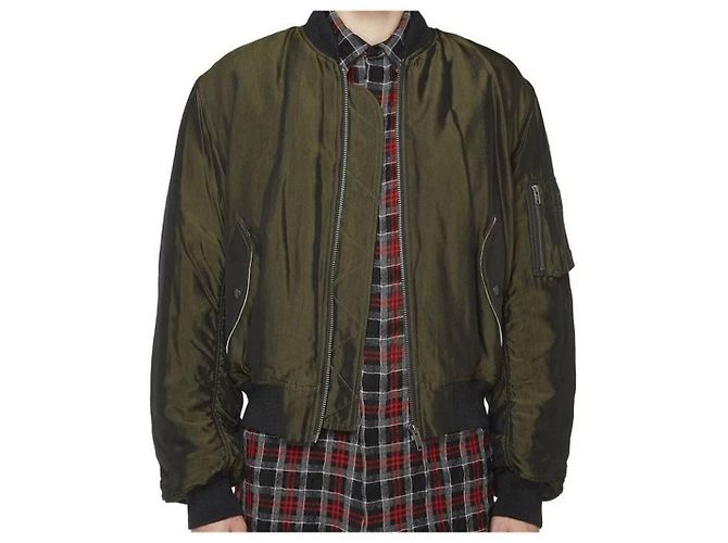 Haider Ackermann Olive Satin Ma-1 Draped Bomber Jacket Olive green - view 4
