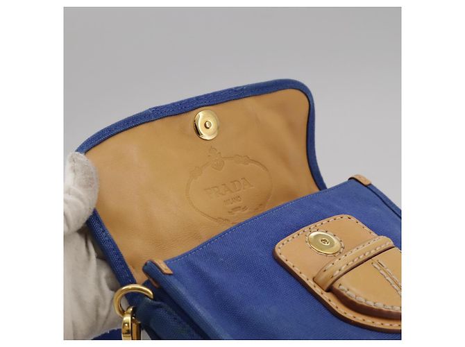 PRADA Borsa a Spalla in Tela Blu Auth 111326 - vista 10