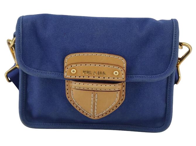 PRADA Borsa a Spalla in Tela Blu Auth 111326 - vista 13