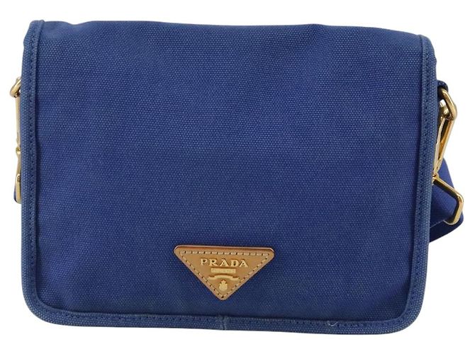 PRADA Borsa a Spalla in Tela Blu Auth 111326 - vista 2