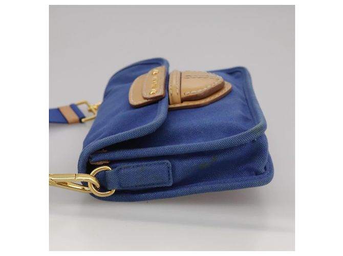 PRADA Borsa a Spalla in Tela Blu Auth 111326 - vista 3
