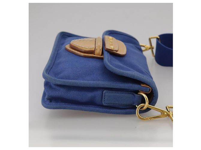 PRADA Borsa a Spalla in Tela Blu Auth 111326 - vista 4