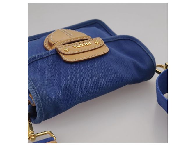 PRADA Borsa a Spalla in Tela Blu Auth 111326 - vista 6
