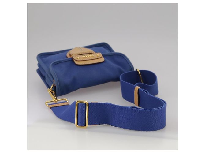 PRADA Borsa a Spalla in Tela Blu Auth 111326 - vista 7