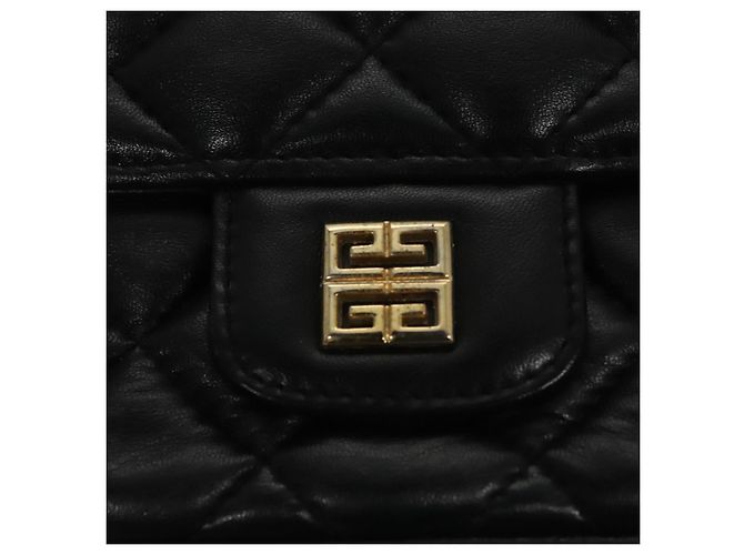 Givenchy Borsa a spalla a catena in pelle nera e oro Auth 112382 Nero D'oro - vista 17