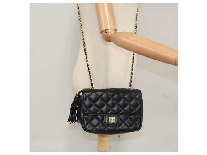 Givenchy Borsa a spalla a catena in pelle nera e oro Auth 112382 Nero D'oro - vista 24