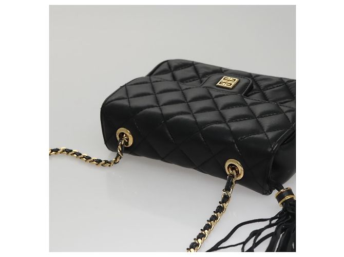 Givenchy Borsa a spalla a catena in pelle nera e oro Auth 112382 Nero D'oro - vista 6