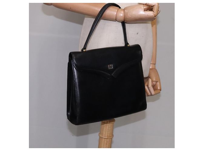 Bolsa de mão GIVENCHY em couro preto e dourado Auth bs21995 - vista 22