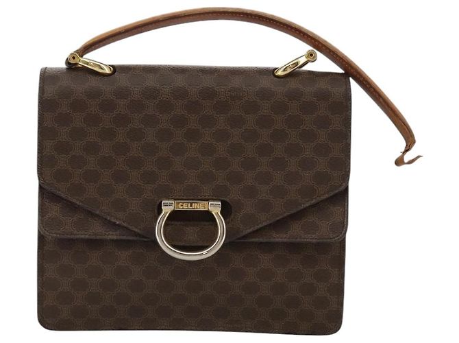 Céline Borsa a mano in tela Macadam CELINE in pelle PVC marrone Auth bs21604 - vista 13